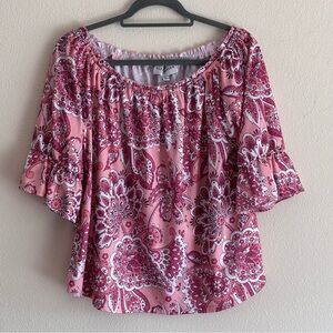 Alex & Parker Women's Pink Paisley Blouse Size XL EUC